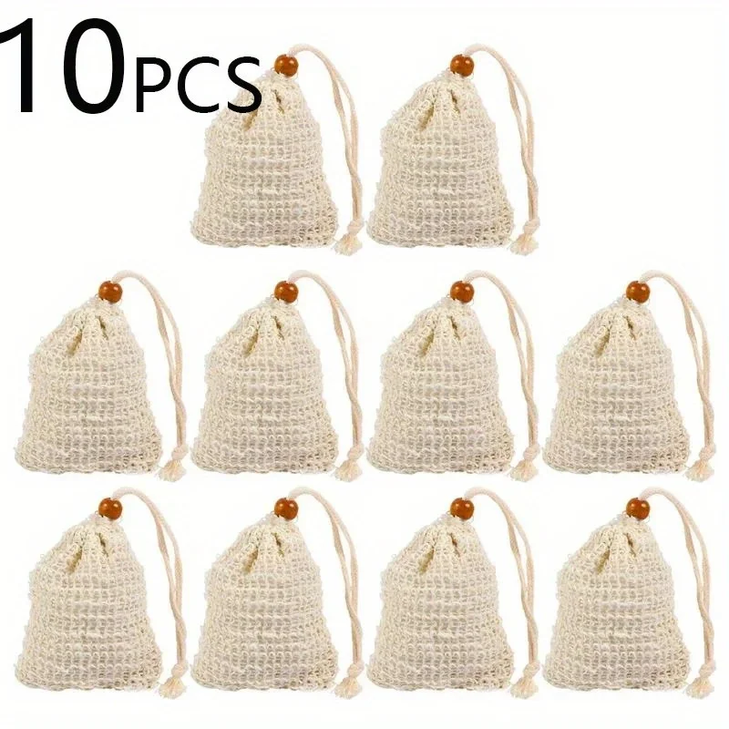 10pcs Reusable Soap Bags with Drawstring, Foaming Mesh Pouches for Showering
