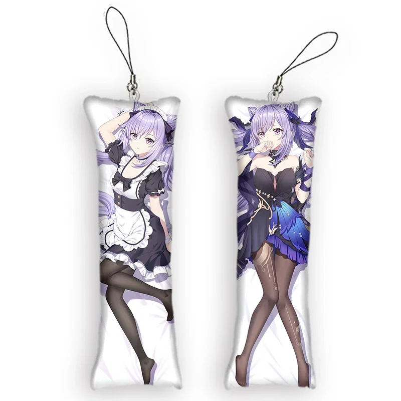 Genshin Impact Keqing Dakimakura  Mini Keychain Anime Double-Sided Printed Small Pillow Pendant Cute Otaku Keychain Bag Ornament