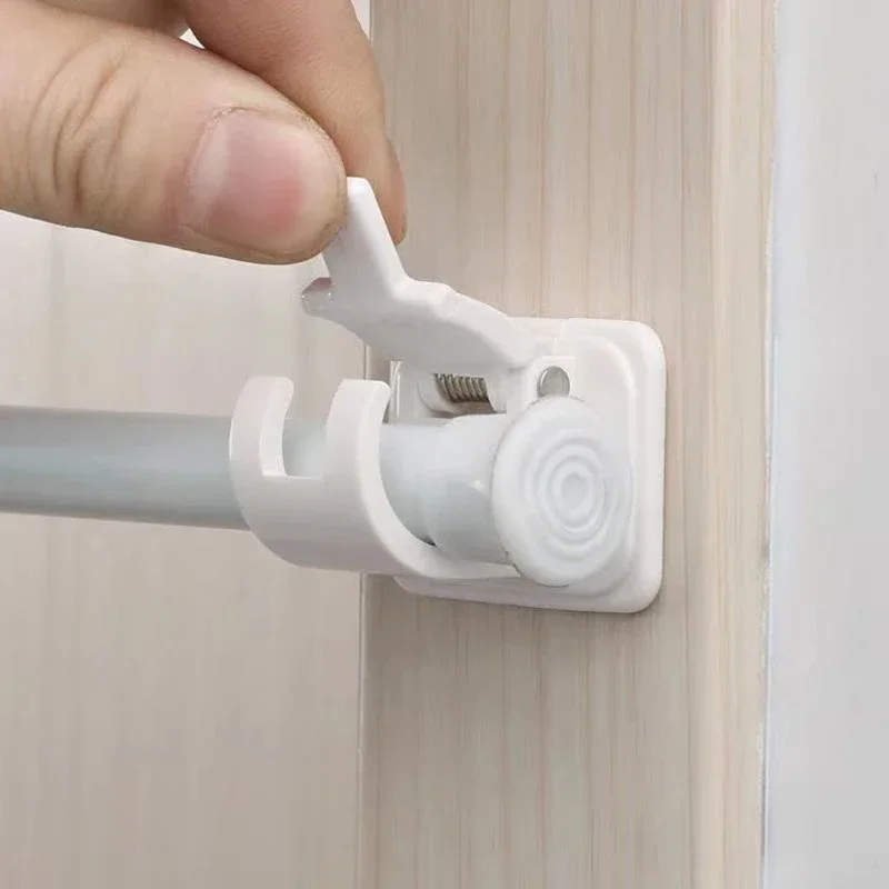 Self Adhesive Hooks Punch-free Curtain Rod Clip Hook Shower Curtain Rod Hanging Holder Household Fixed Clip Hanging Hook Holder view 2