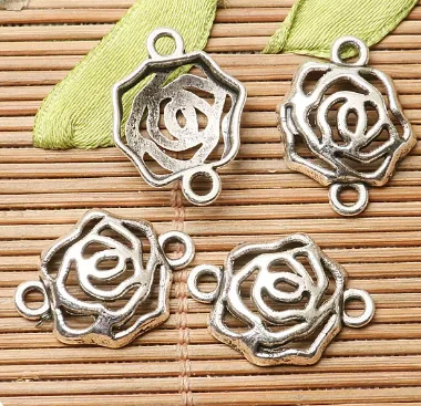 20pcs 20*15mm Alloy dark silver rose design connectors  HWEF2631 for fashion Jewelry making supplies