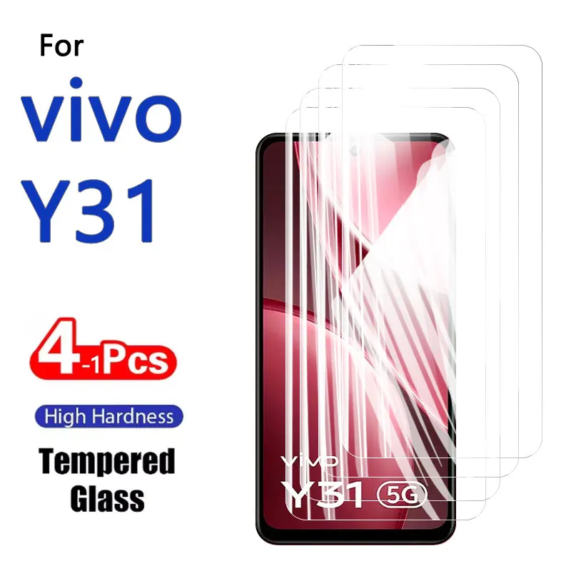 1-4 قطعة HD واقيات الشاشة ل Vivo Y31 Y 31 6.68 "الزجاج المقسى الكريستال عالية الألومنيوم المضادة للخدش بصمة صديقة