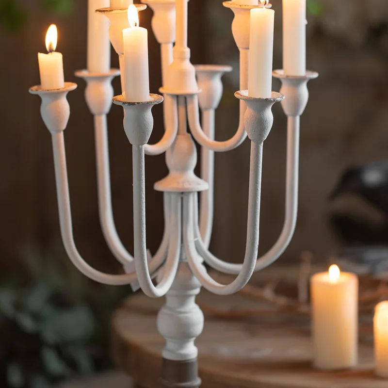 European retro nostalgic blue and white candlestick ornament romantic candlelight