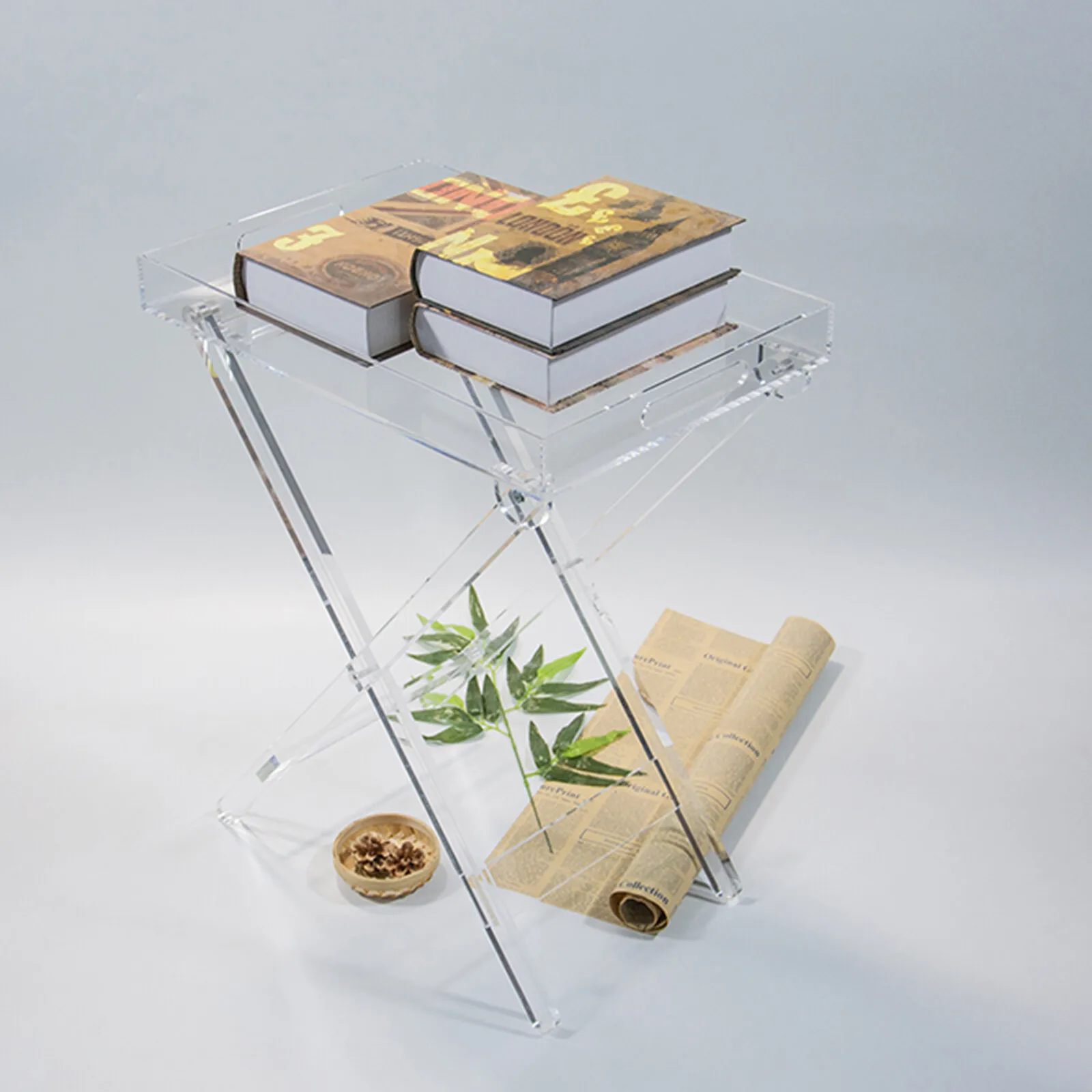 Foldable Table Acrylic Transparent Table Sofa Snack Coffee Laptop End Side Table