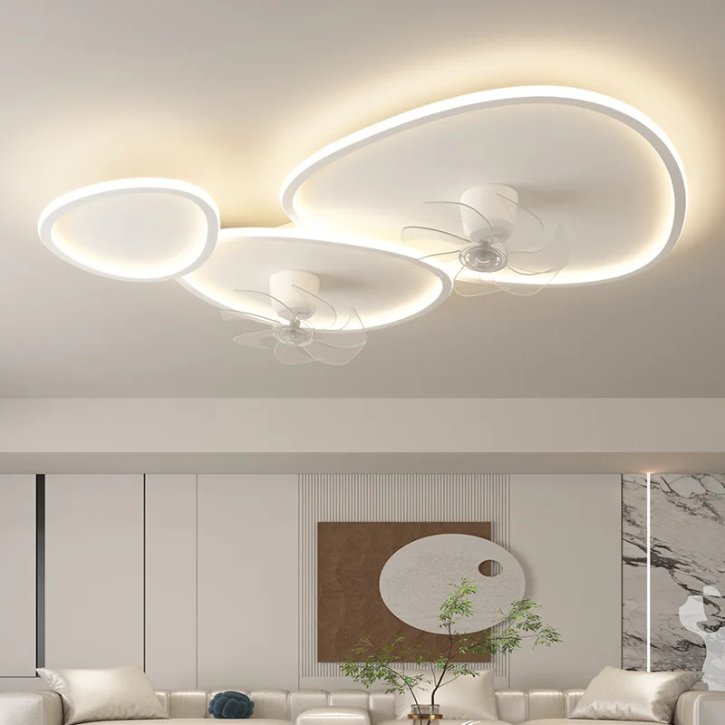 Nordic LED Ceiling Fan Lamp With Remote Control Adjustable Speed Dimmable Shaking Head Ceiling Light For Living Room Bedroom