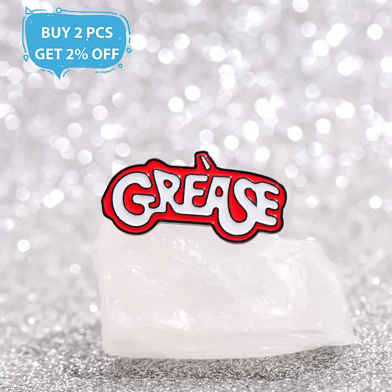 Grease Drama Music Enamel Pins Custom Creative Musical Theater Brooches Lapel Badges Clothes Funny Jewelry Gift for Friends