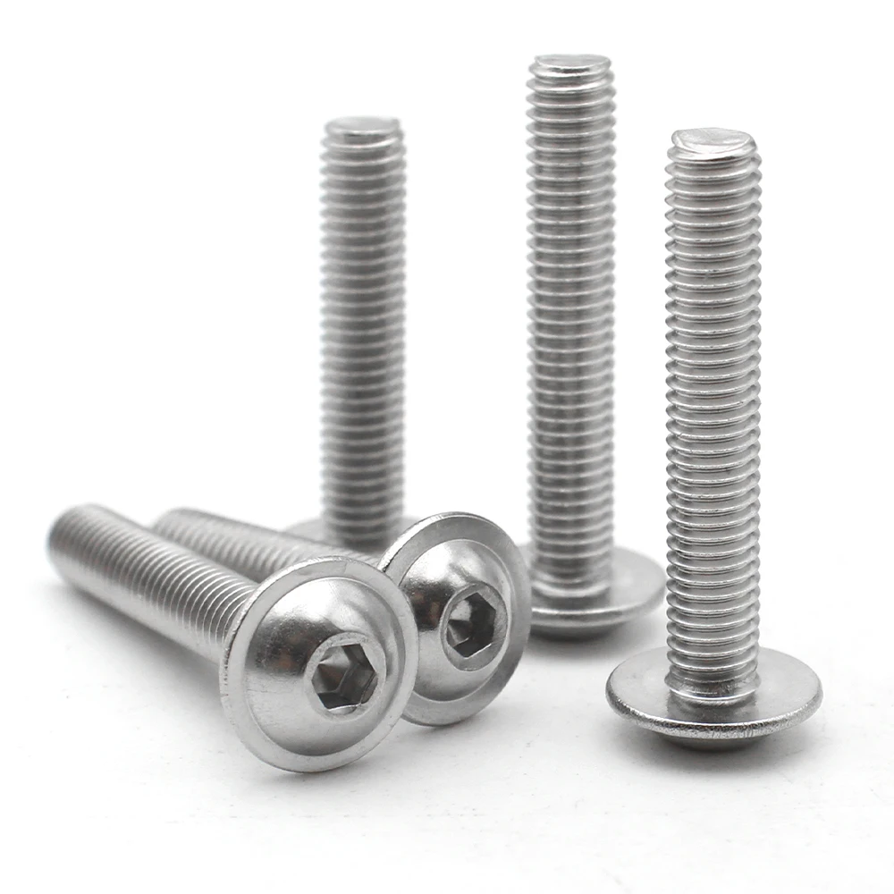 50-1 stks M3 M4 M5 M6 M8 304 Rvs Hexagon Hex Socket Half Ronde Knop Flens Hoofd met Ring Schroef Bolt ISO7380.2