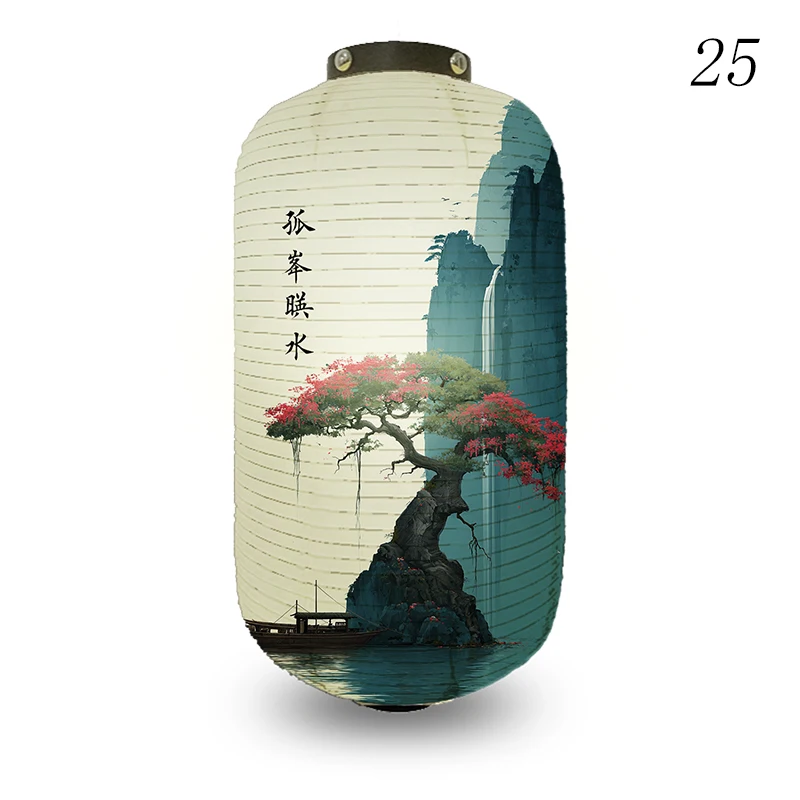 

Chinese Traditional Landscape Ink Lantern Forest Lake Foggy Misty Pine Tree Pattern Lantern Home Party New Year Outdoor Decor