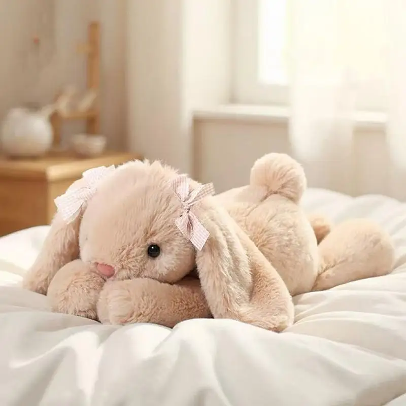 35cm Super Soft Plush Lop Eared Rabbit Stuffed Animal With Bows For Kids Birthday Gifts Bedtime Cuddling Home Decoration