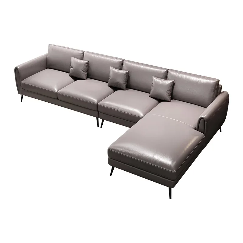 Modern minimalist leather sofa combination living room complete corner large and small apartment type leather creative sofa