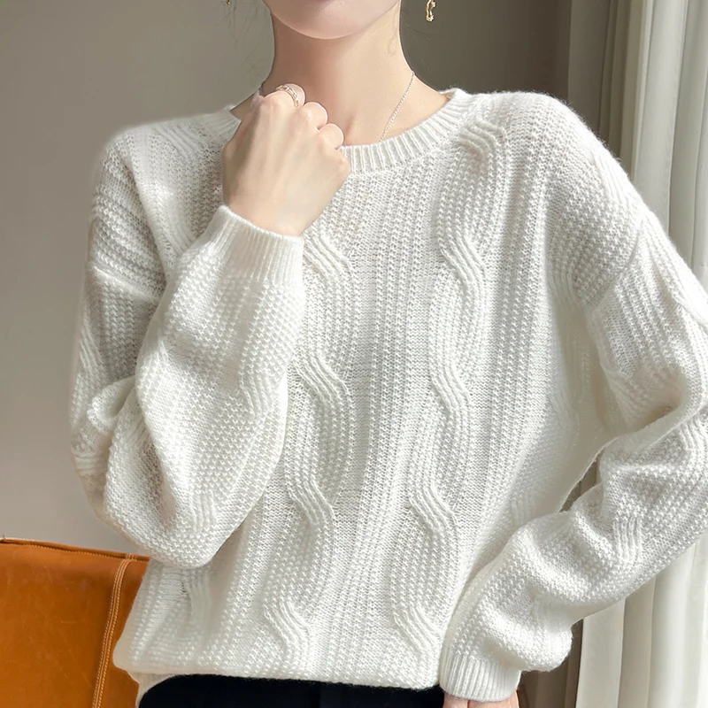 

Elegant And Versatile O-Neck 100% Merino Wool Sweater Soft Cashmere Pullover Basic Solid Color Soft Casual Clothing Top