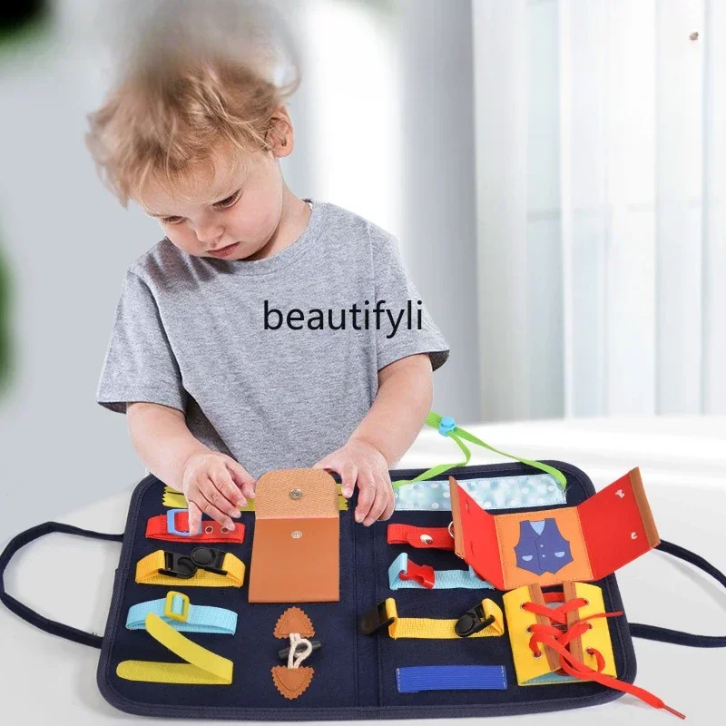 Kindergarten busy board learning dressing self-care ability storage bag teaching aids early education educational toys