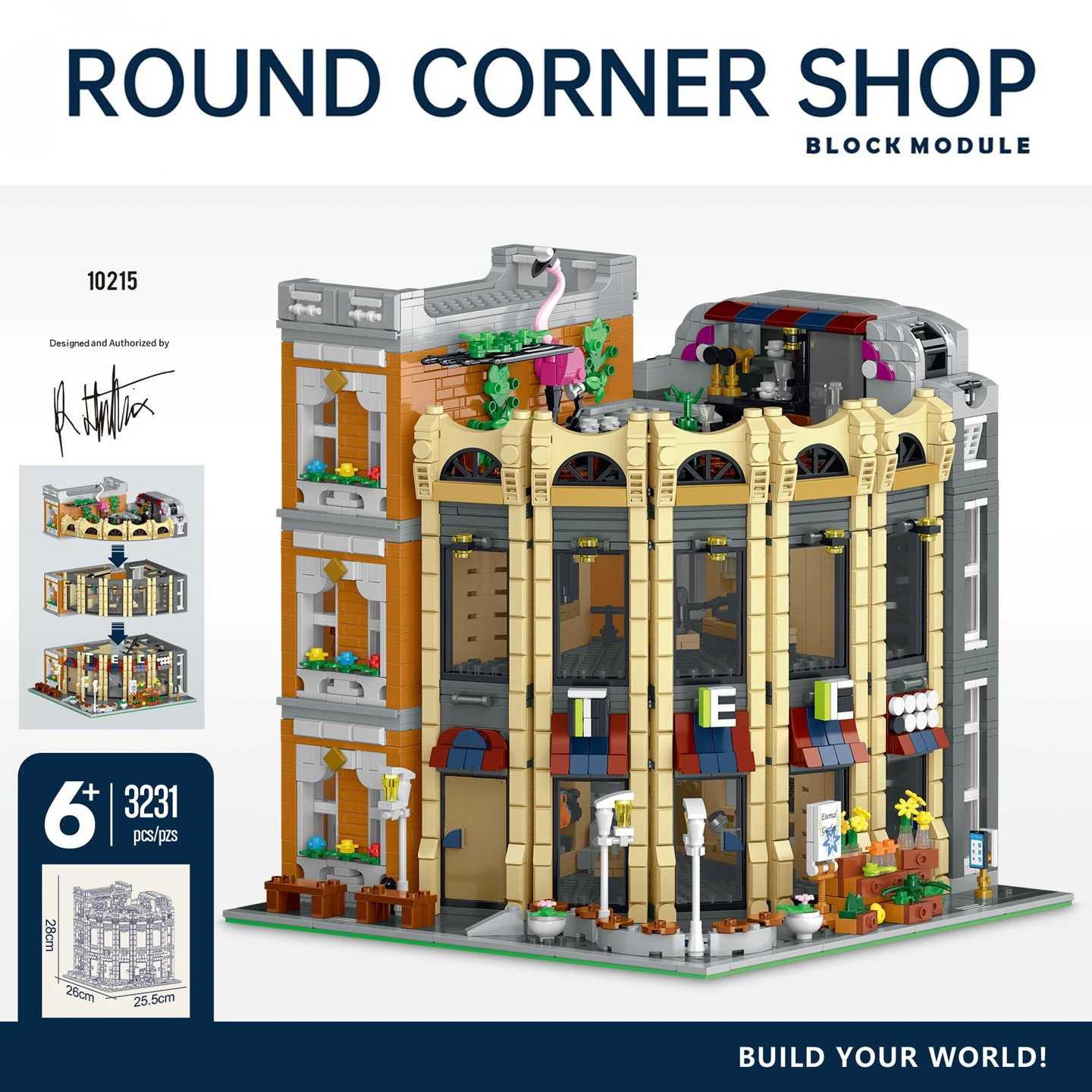 3231PCS European-Style Department Store Building Blocks Set,MOC Classic Corner Shop Architecture Bricks Model Toys Desktop Decor