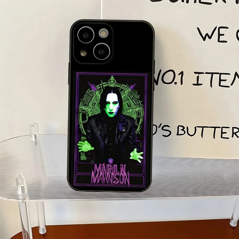 Marilyn Manson-Coque souple antichoc en silicone, étui pour iPhone 16,15,14,13,12,Pro,Max,11,7,8,Plus, Poly, XS Max