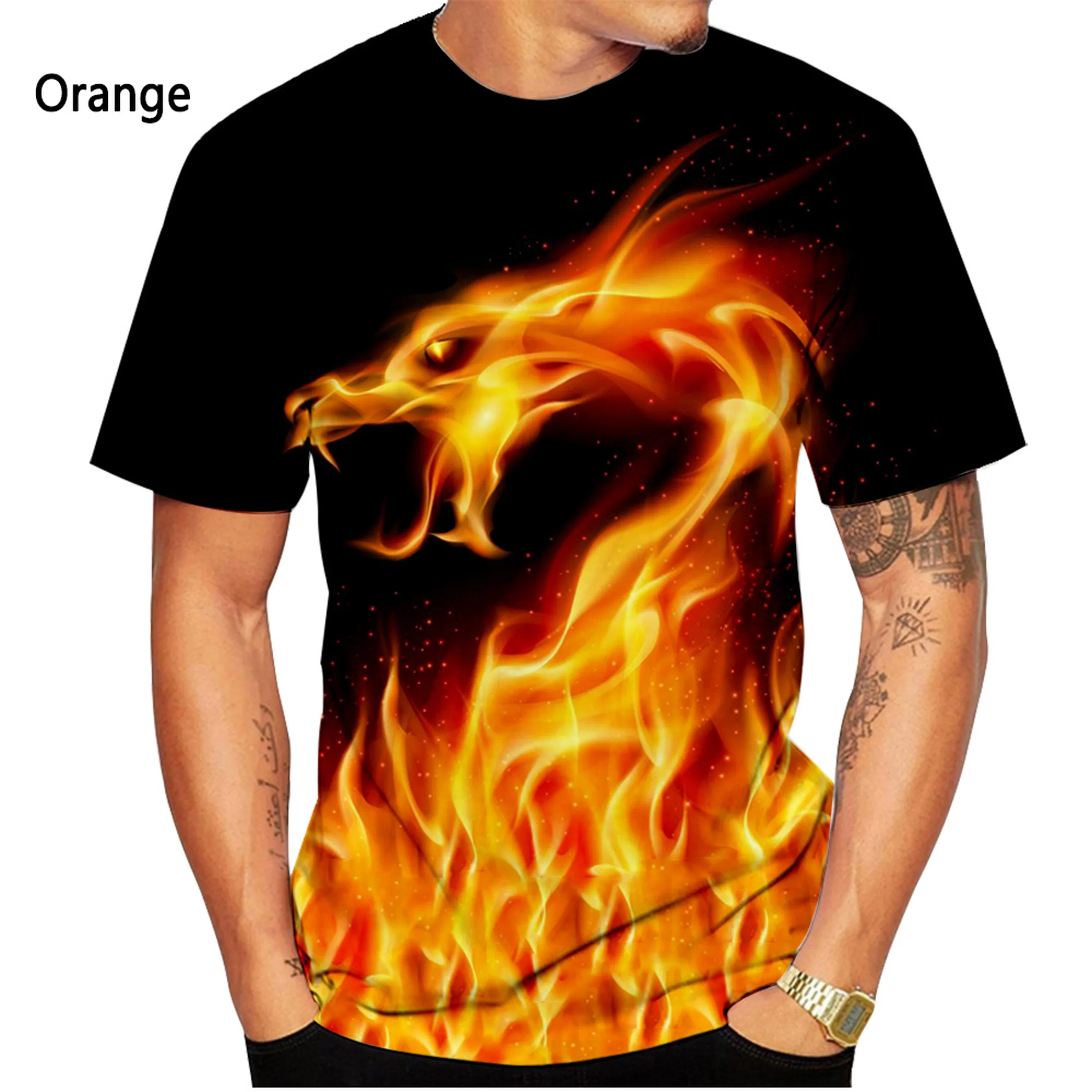 New Fashion Colorful Flame 3D Printing T-shirt Men and Women Summer Casual Short-sleeved Shirt Top