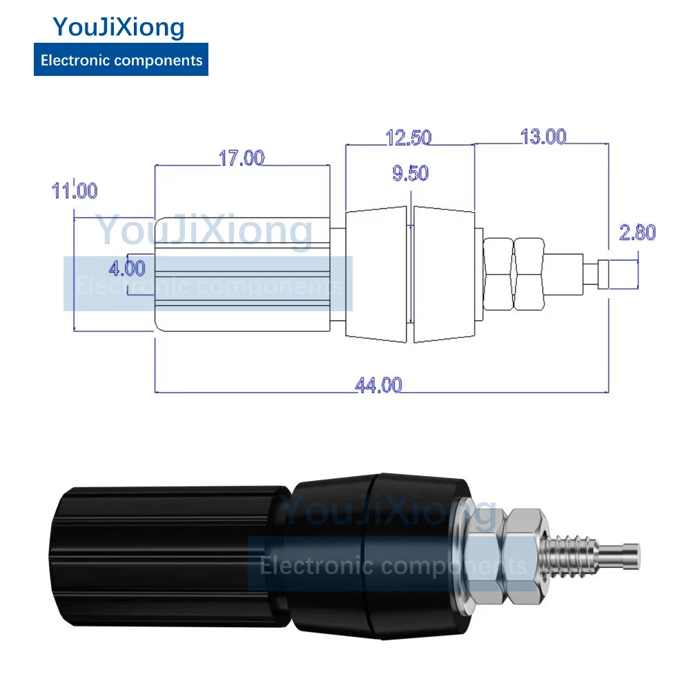 

10Pcs M4 * 44 Opening 10 Terminal 4mm Banana Plug Female Seat Power Panel Socket Equipment 24A Block