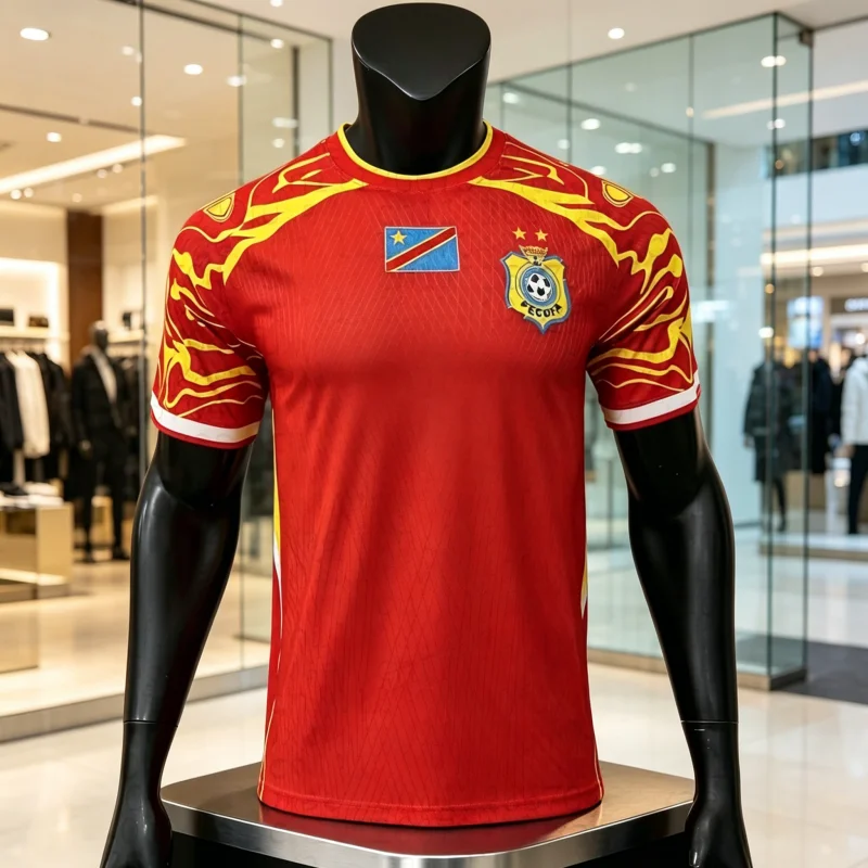 Camisa de Futebol da Seleção Nacional do Congo, Versão Tailandesa Respirável de Secagem Rápida para Treino em Campo e Conjuntos Familiares 26