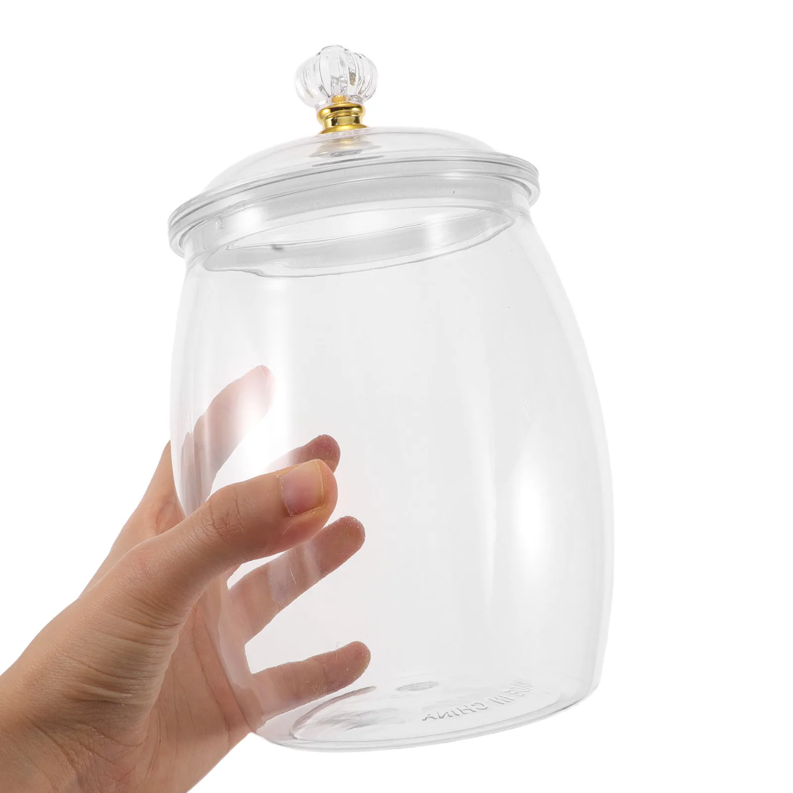 

2Pcs Clear Plastic Sweet Jar Lid 1.2L Airtight Transparent Storage Container for Candy Cookies Biscuits Dry Food
