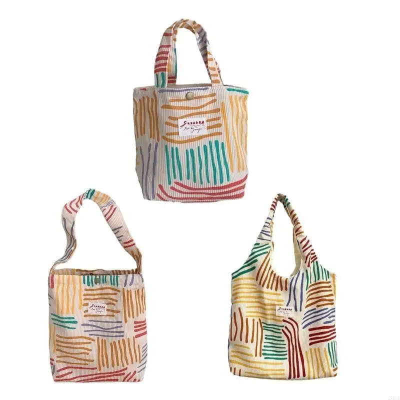 

Trendy Canvas Bag Versatile Canvas Tote Striped for Work Travel & Daily Errands 20CA