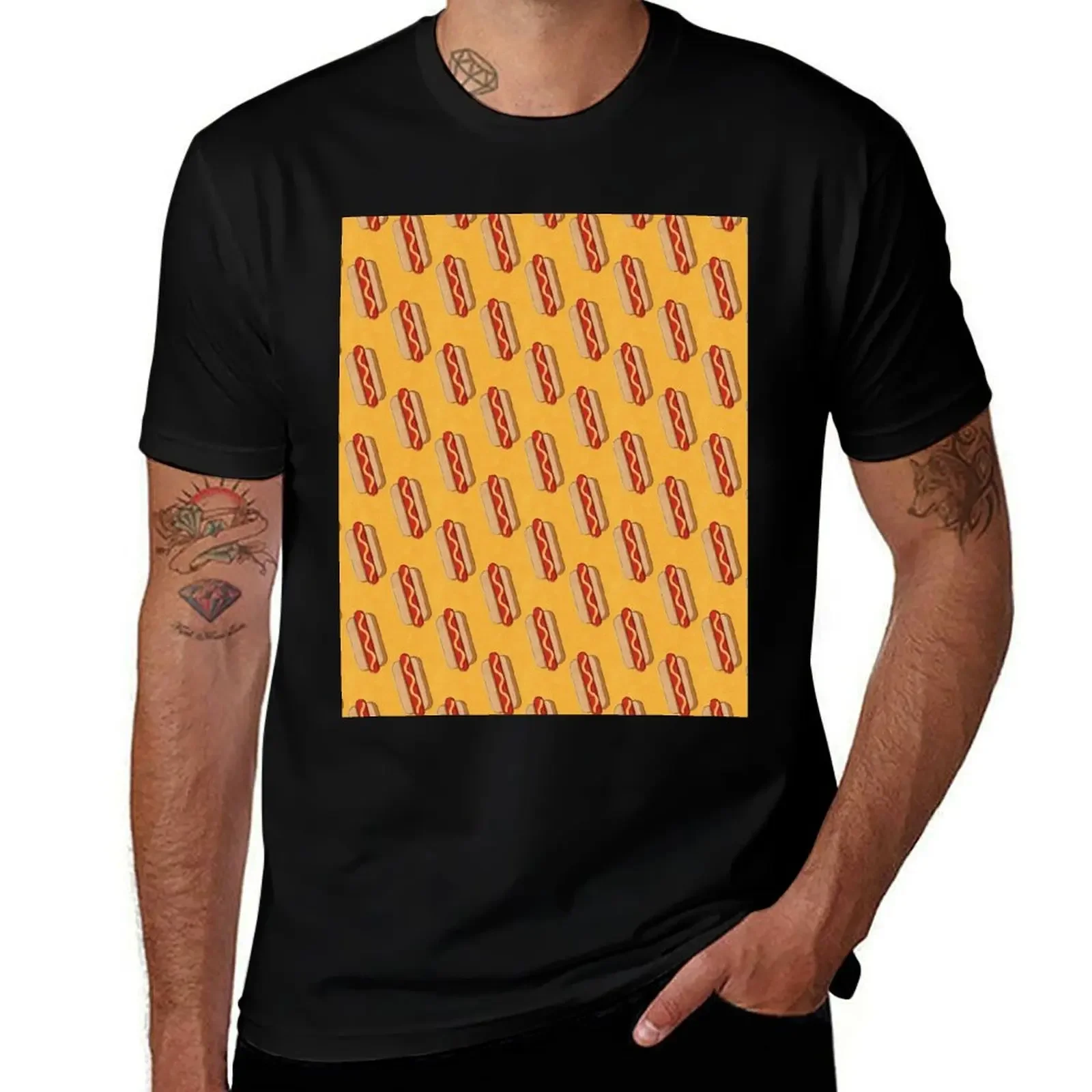 FAST FOOD / Hot Dog - pattern T-Shirt valentines boutique clothes oversized t shirt heavyweight t shirts for men