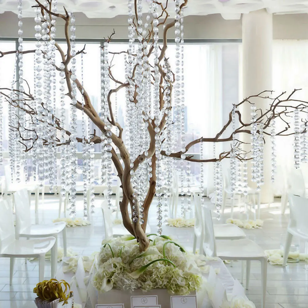 2 Rolls 14Mm Octagonal Acrylic Beads Crystal Clear Beads String Garland Wedding Party Hanging Curtain Hanging Curtain