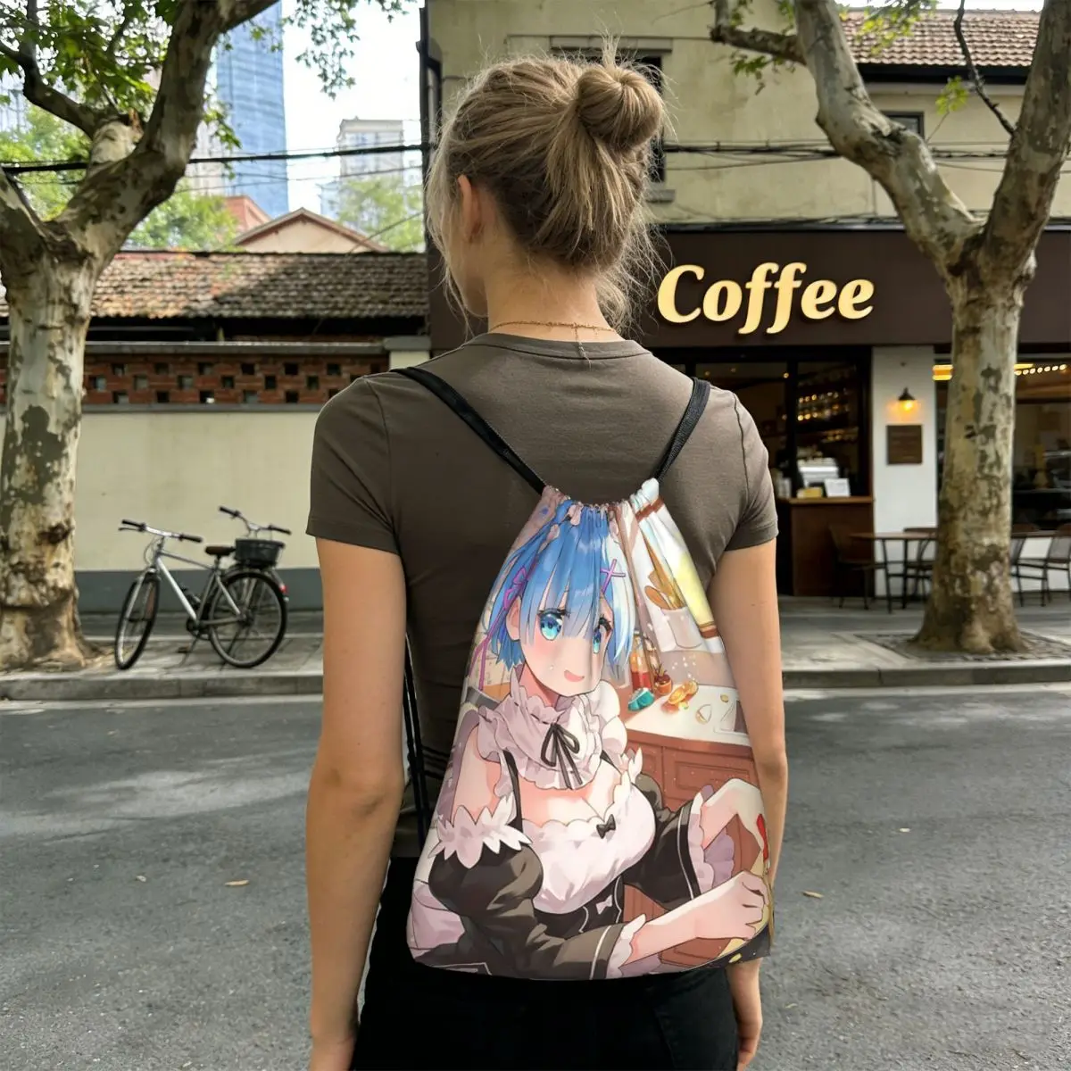 Life In A Different World From Zero Anime Rem Backpacks Multi-function Drawstring Bags Storage Bag Book Bags for Man Woman