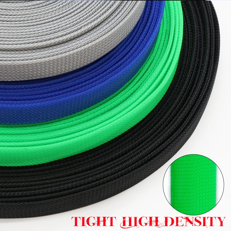 PET Expandable Cable Sleeve 6mm Tight Braided High Density Hardness Insulate Line Protect Wire Wrap Gland Sheath