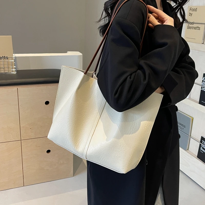 2024 Spring Women\'s Bag Fashion Trend Tote Bag High Quality Large Capacity Shoulder Bag PU Light Luxury Design Сумка Женская