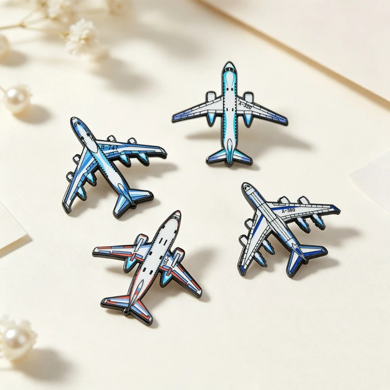 Cartoon Creative Simulation Airliner Shape Brooch Metal Badge Pin For Aviation Enthusiast Collection DIY Clothing Bags Accessory