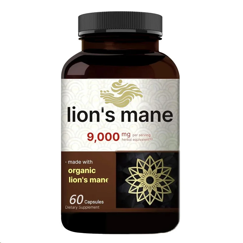 Lion Mane Mushroom Supplement Capsules Organic Lion Mane Powder Extract Cognitive Brain Intelligence And Immune