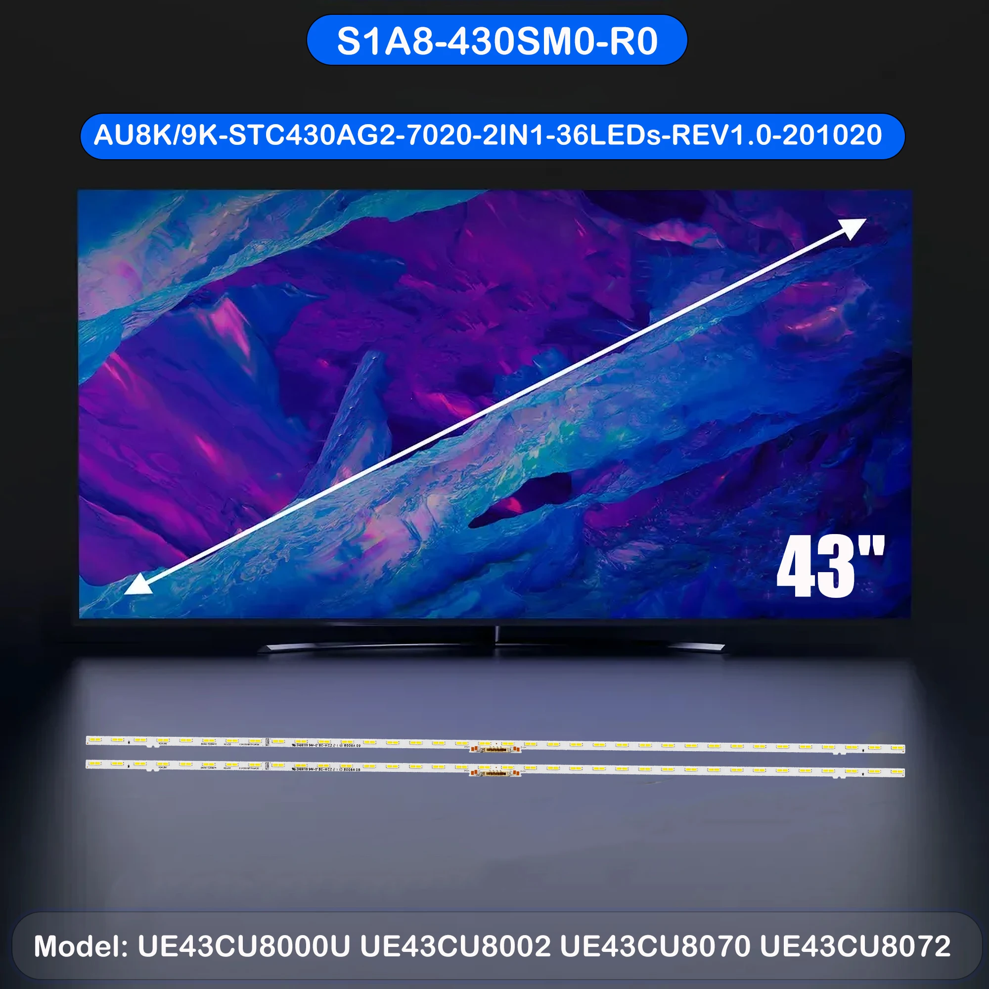 

Светодиодная лента подсветки для UE43BU8070 GU43BU8589 GU43CU8079 HG43BU800A HG43BU800E LS43BM700U LS43BM702 UA43BU8000 UA43BU8100