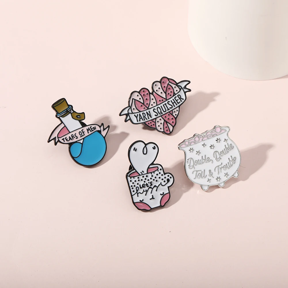 مضحك الغزل السكويش القلب المينا دبابيس دموع الرجال الكنز السلطانية شارة دموع الرجال تصميم قارورة على شكل دبابيس #4