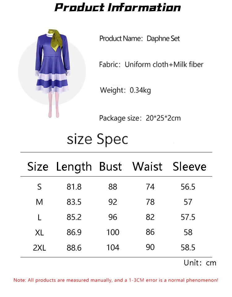 Anime Deluxe Adult Film Daphne Cosplay Costume for Women Purple Mini Dress Scarf Pink Thigh High Socks Halloween Party Outfits