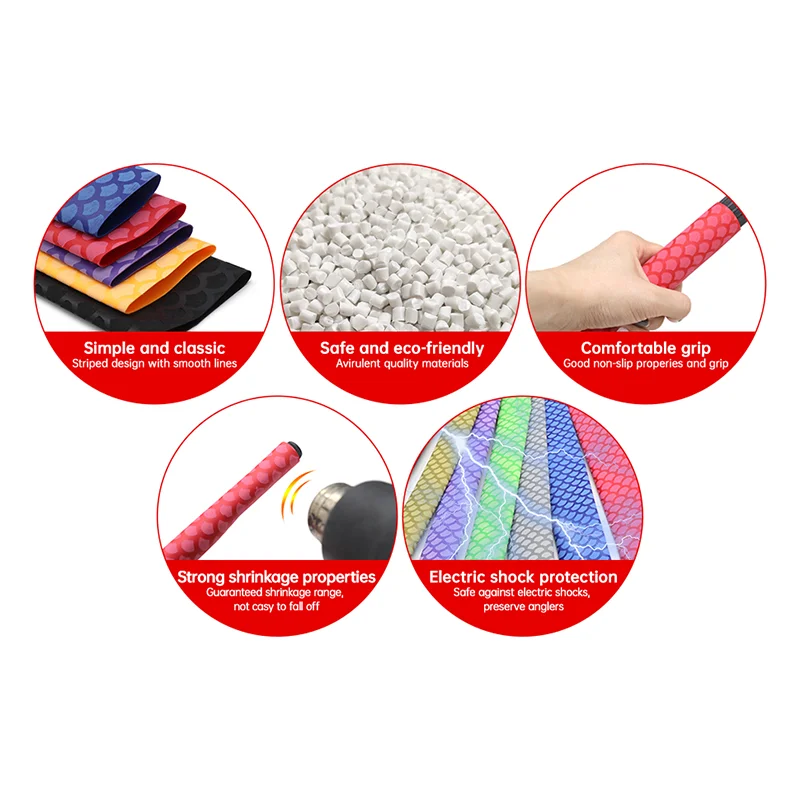 

15/18/20/22/25/28/30/35/40/45mm Eat Shrink Wrap Tubing for Fishing Rod Grips with Non Slip Waterproof Non-Slip Heat Shrink Tube