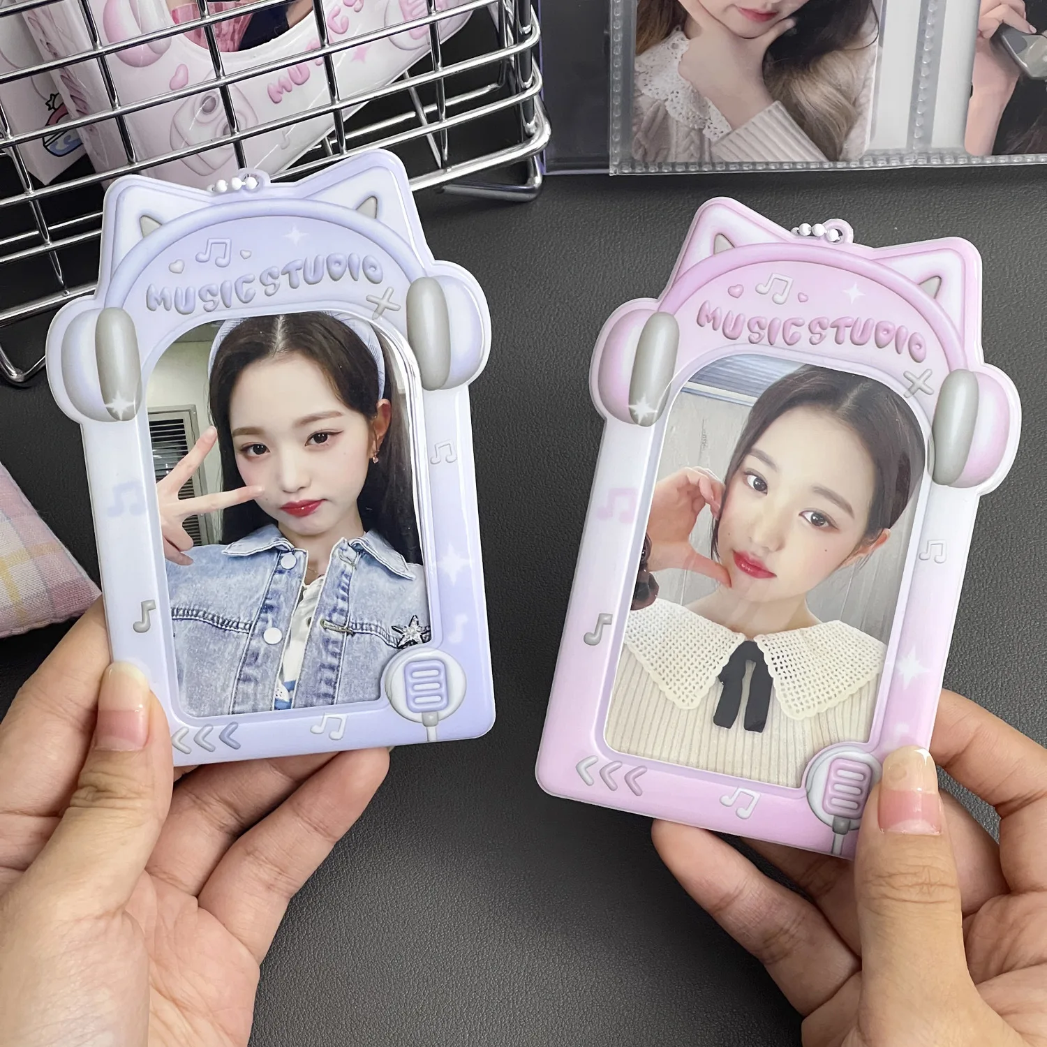 MINKYS Kawaii Video Room 3 inch Kpop Photocard Holder Photo Card Holder Bag Pendant School Stationery