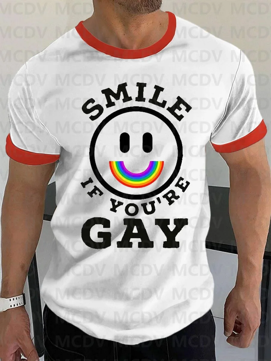 T-shirt męski z krótkim rękawem i nadrukiem Rainbow Holding Hands