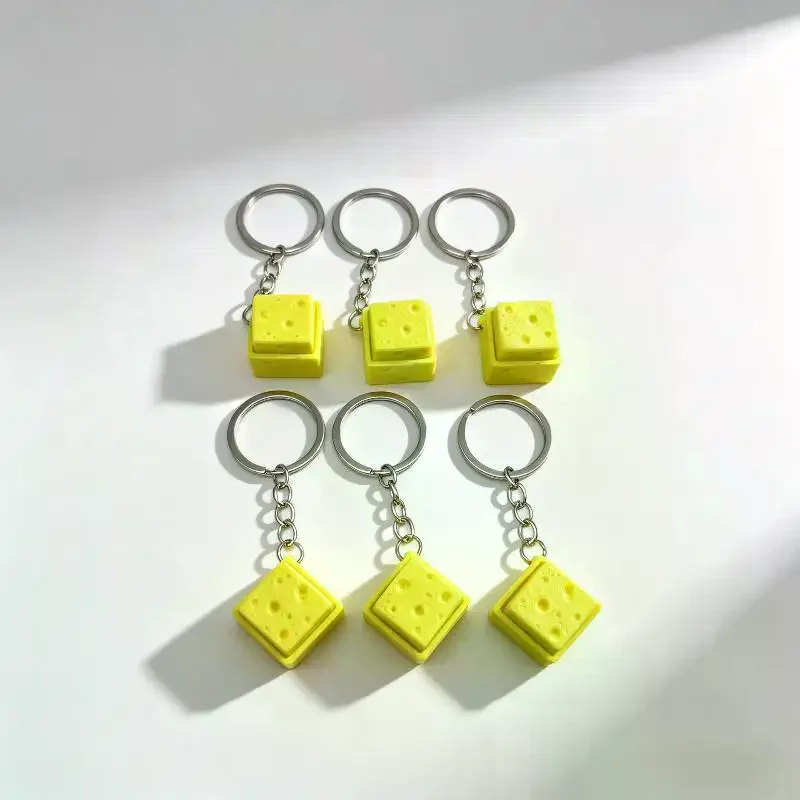 Mini Cheese KeyChain Keyboard Stress Relief Fidget Button Cheese Keycap Fidget Clicker Keyboard Keychain Pendant Finger Toys