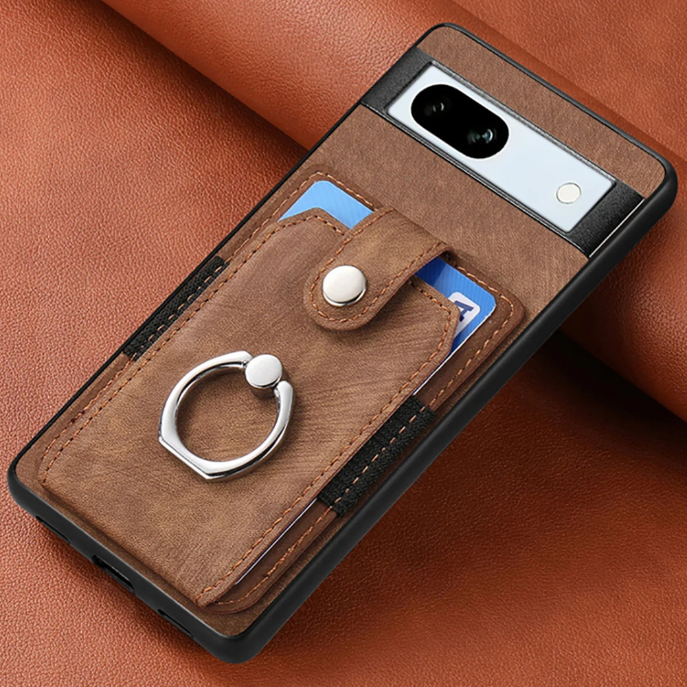 

Pixel 9 Pro XL 5G 2024 Luxury Case For Google Pixel 9 Pro Leather Wallet Holder Card Ring Back Cover Pixel 9 9Pro XL Funda