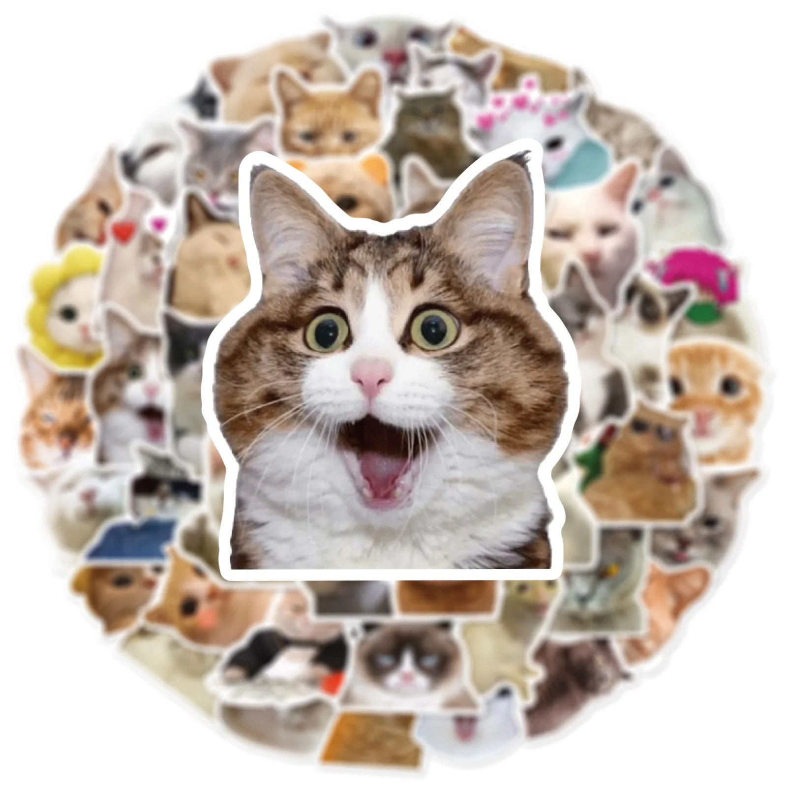 10/30/50PCS Trendy Cute Cartoon Realistic Cat Graffiti Cup Interior Decoration DIY Waterproof PVC Sticker PersonaliToys Wholesal