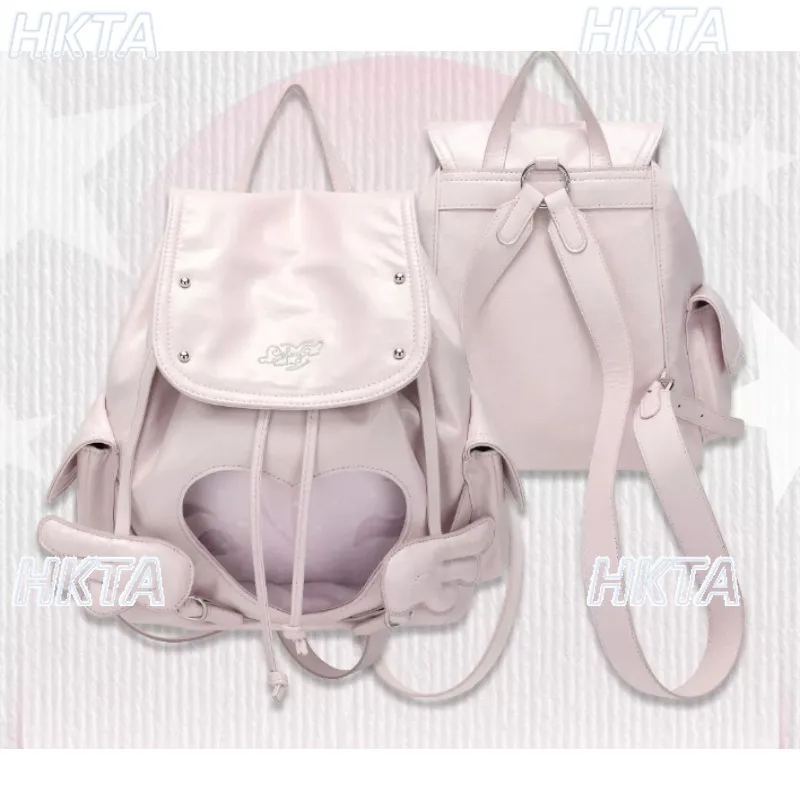 Japanese Sweet Lolita Pain Bag Student Drawstring Large Capacity Cute Messenger Bag Casual Two-dimensional Black Backpacks Women
