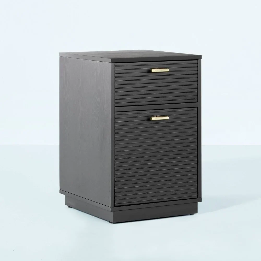 Grooved Wood 2-Drawer Vertical Filing Cabinet - Black - Hearth & Hand with