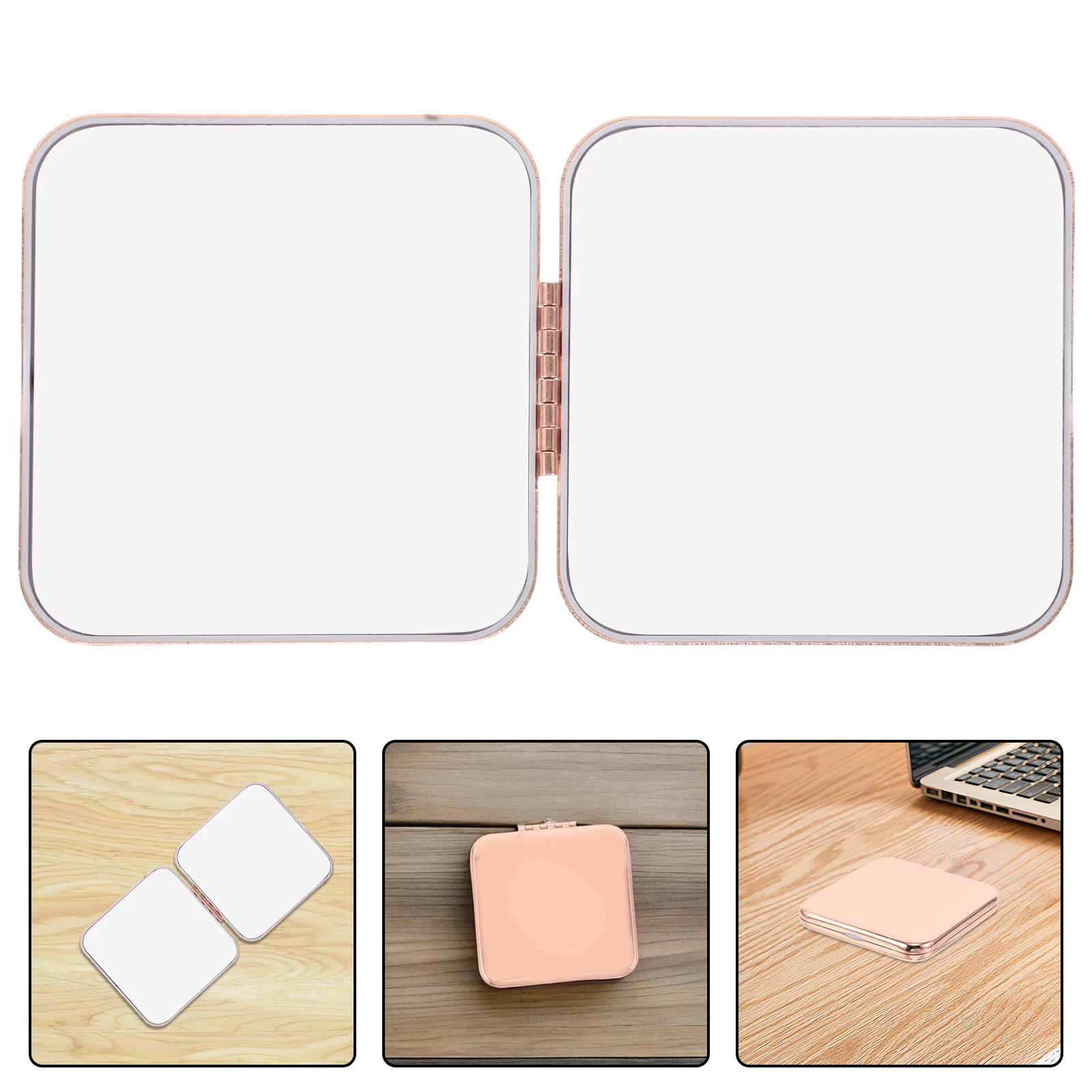 

Dual-Sided Portable Compact Makeup Mirror For Purse Travel Foldable Magnifying Beauty Tool Scratch-Resistant Metal Surface Women