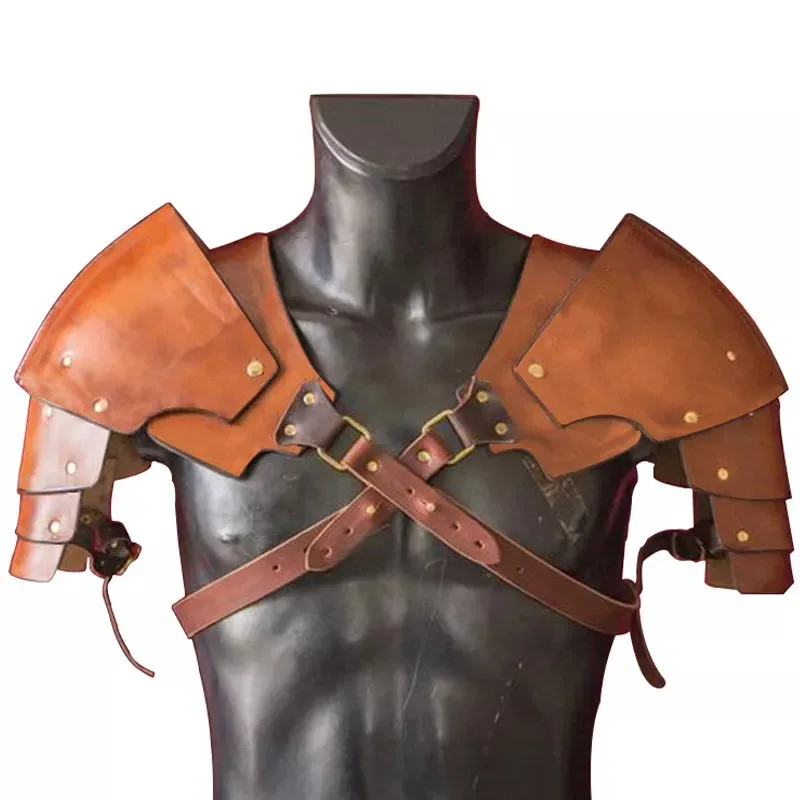 Medieval Renaissance Steampunk PU Leather Shoulder For Men Women Larp Cosplay Viking Warrior Gladiator Knight Samurai Armor