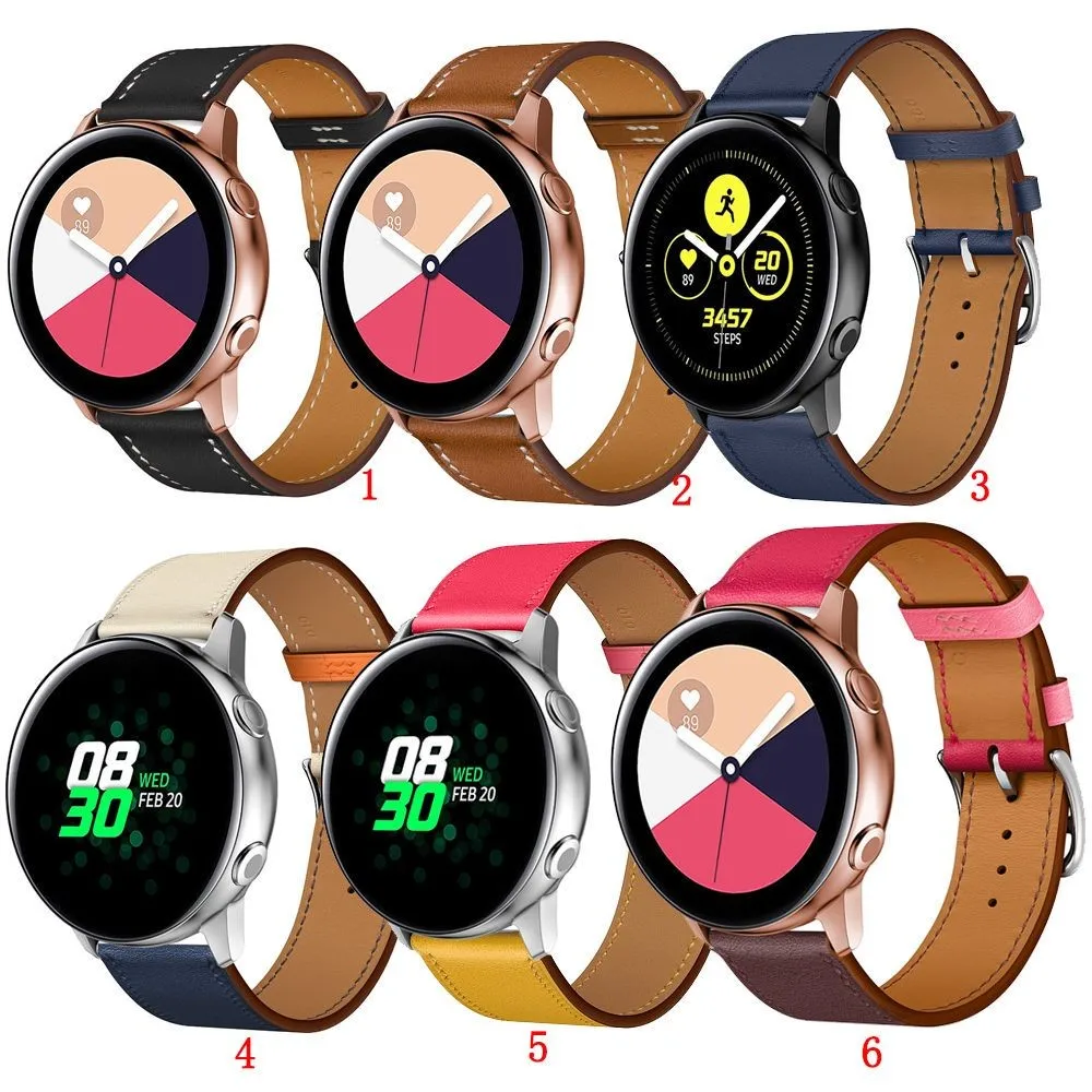 

Suitable For Samsung Galaxy Watch Active 2/Galaxy 42mm 3 4 5 6 7 40mm 44mm 41MM Classic/Watch 5Pro 20mm Leather Band Strap