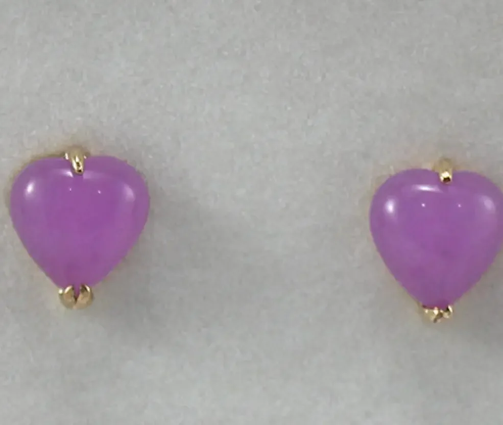 

Women's simple gold plated metal accessories 10mm Purple Jade Heart Earrings