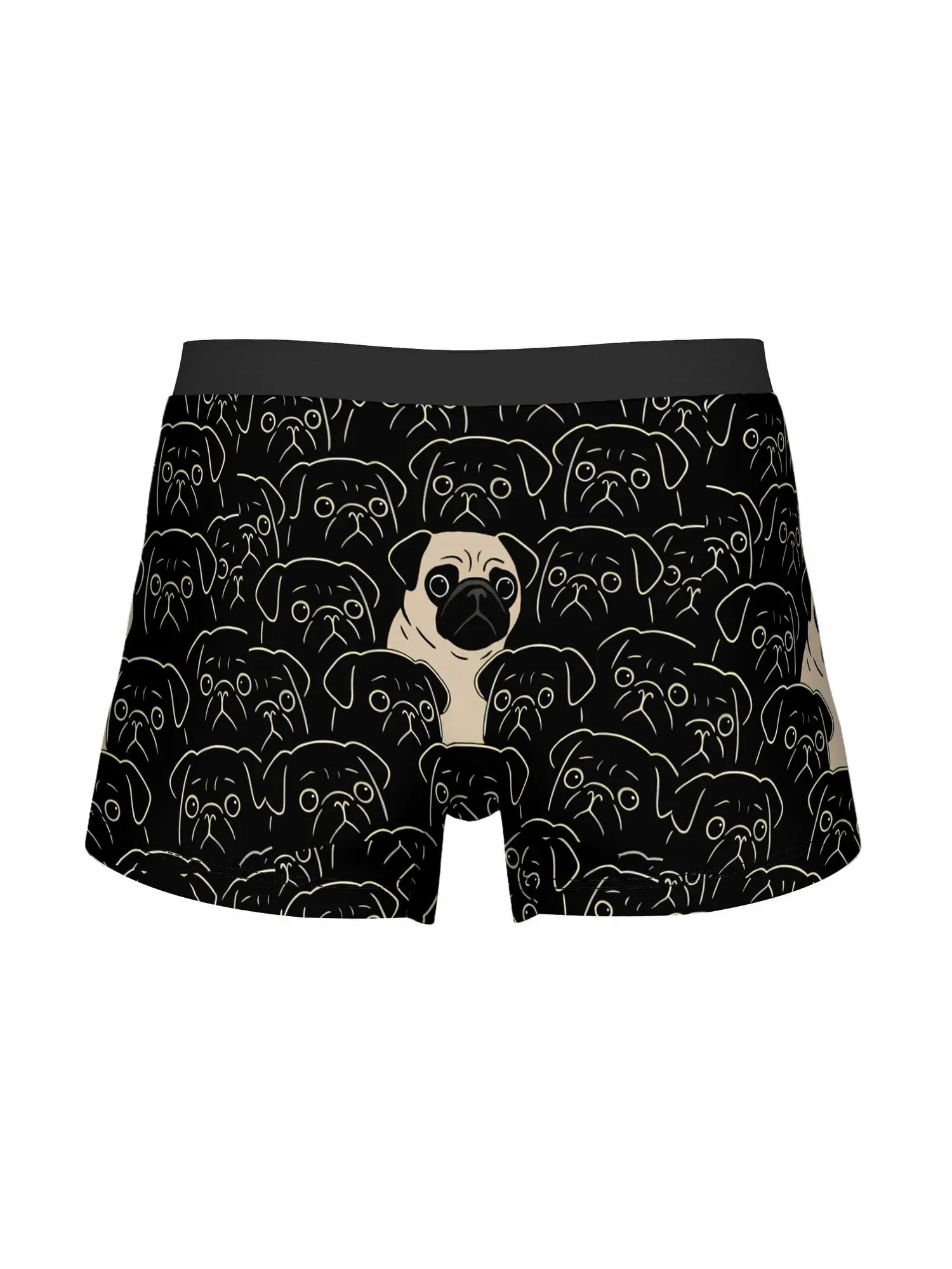 Black Same But Different Pugdog Pattern Underwear for Man, Soft Breathable Boxer Briefs with Design Print Boxers