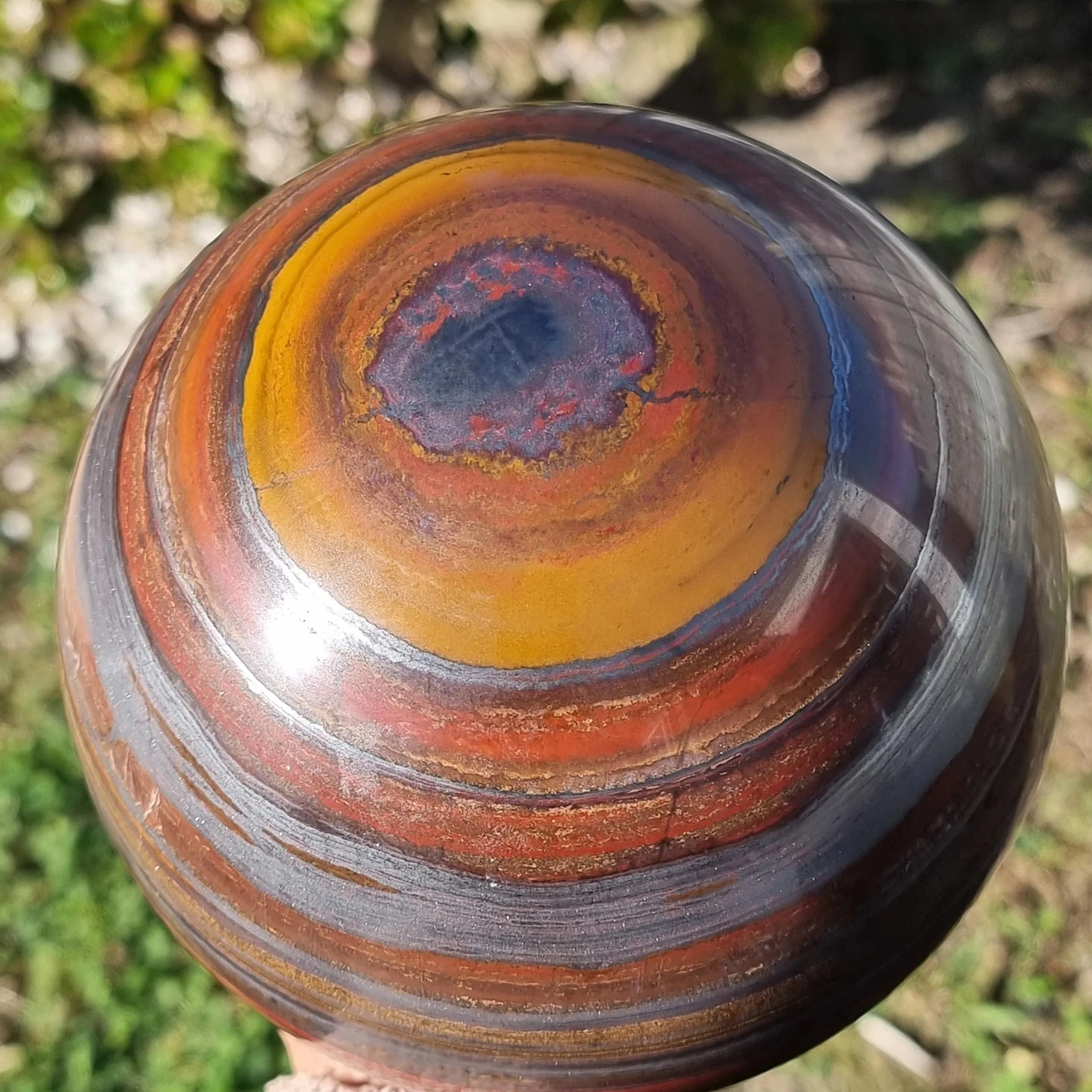 

1pc Colorful Iron Tiger Eye Stone Ball - Handcrafted Natural Stone with Irregular Cracks, Perfect for Home Decor, Holiday Gifts