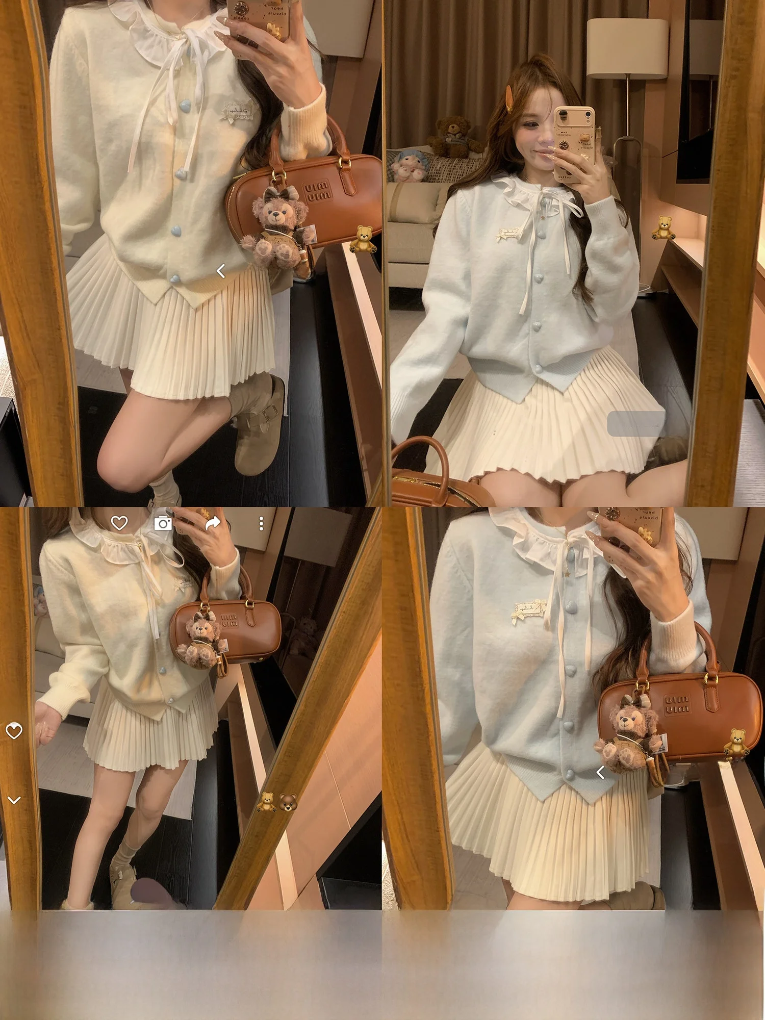 

Sweet School Girl Sle Knitted Cardigan Coat with Button Lace Tie Doll Collar Label Knit Sweater Soft Loose Fit Daily Wear