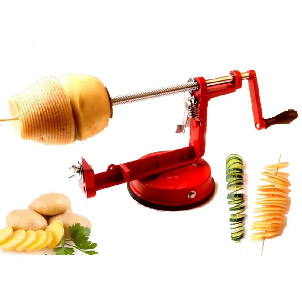 Stainless Steel Manual Potato Shredders Machine Tornado Potato Slicer