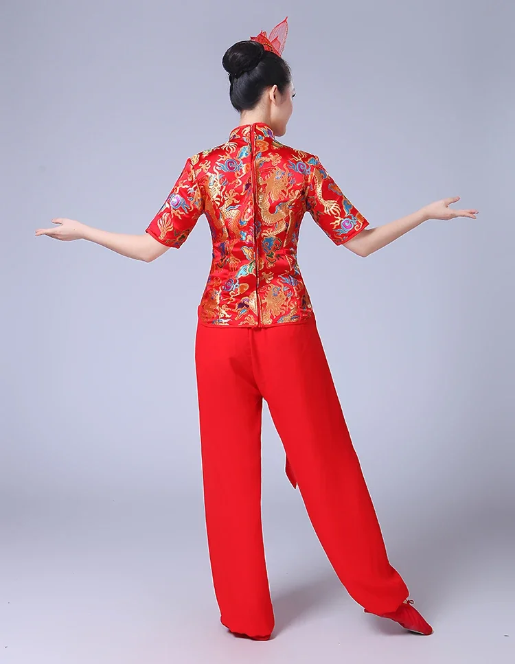 Opening Dance Costume Yangko Square Dance Wear Female National Elegant Hanfu Clothing Umbrella Waist Drum Dance Clothing Wear