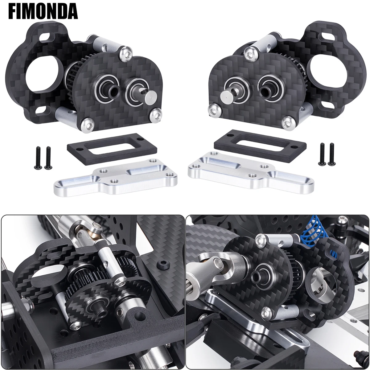 Caja de Cambios Ultraligera de Fibra de Carbono Tiny 48P para Chasis LCG 1/10, Piezas de Mejora para Construcción de Rigs